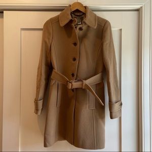 J. Crew Camel Stadium Cloth Belted Peacoat